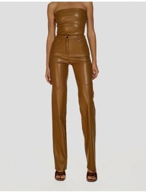 Cultnaked‎ 2 Piece Set Killa Choco Brown Faux Leather High Rise Pants Top